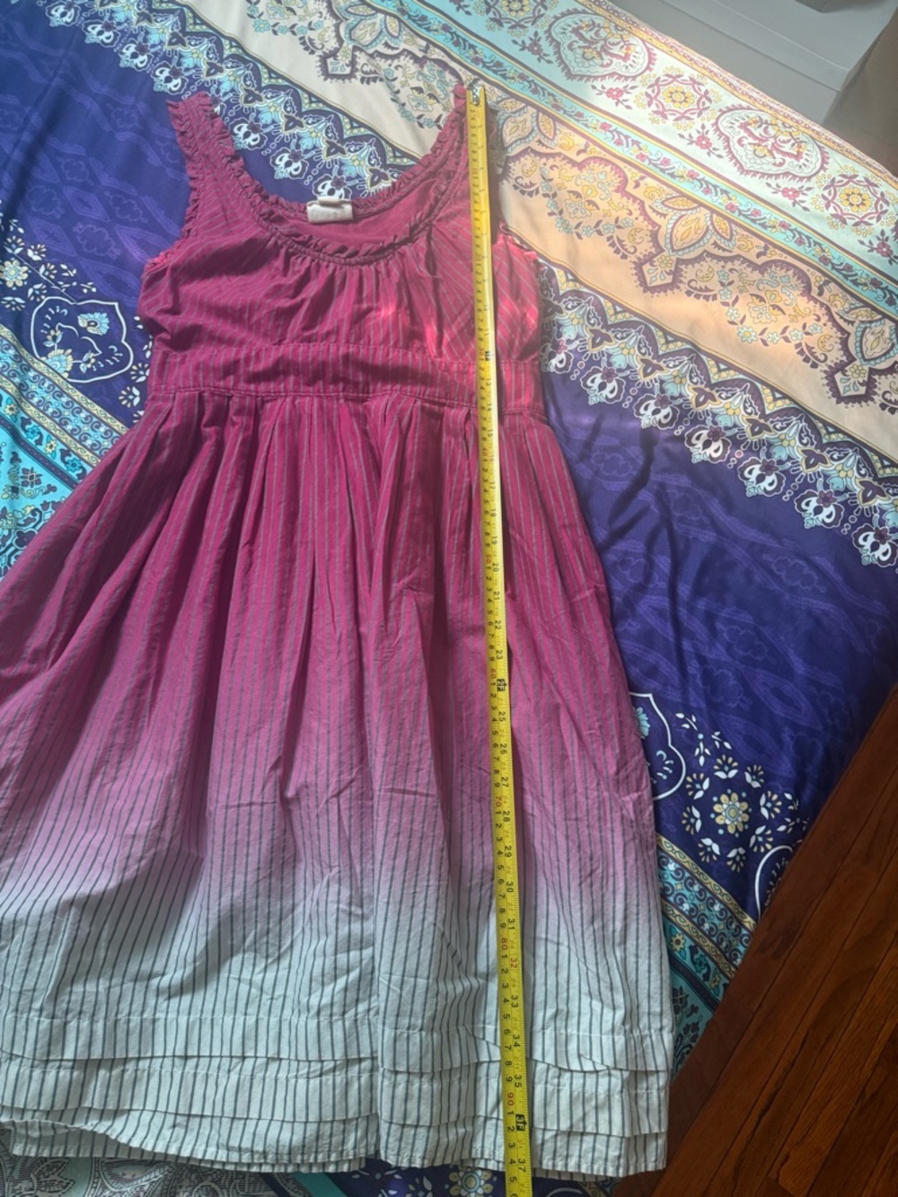 Converse One Star Ombre Sundress Size S Pink Stripe Tie Back Cotton Summer Dress - Picture 11 of 12